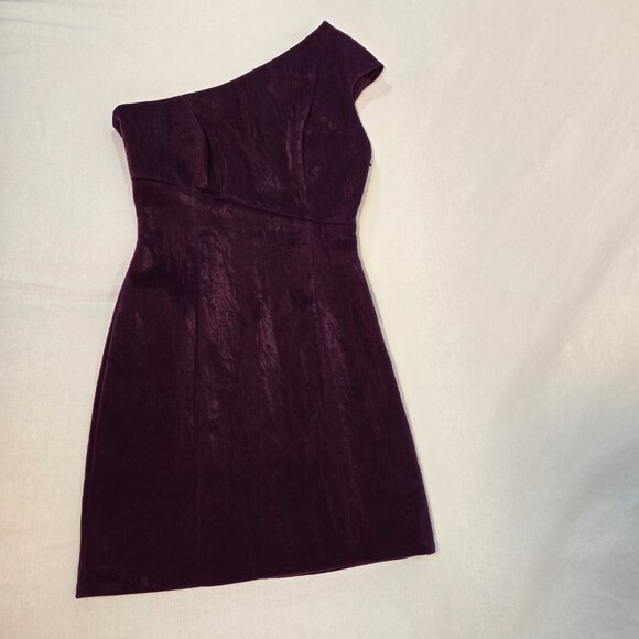 JASMINE DI MILO Old Money Silky Plum One-Shoulder Bodycon Mini Dress Size US 4. - Picture 6 of 17